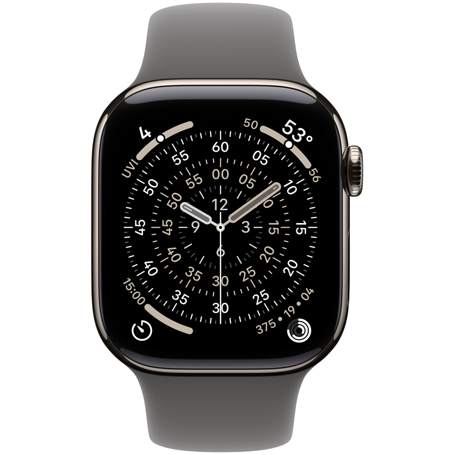 Apple Watch Series 11 GPS + Cellular 42mm - Natural Titanium with Stone Grey Sport Band S/M