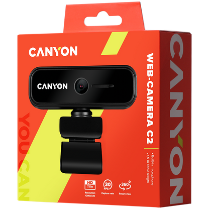 Canyon C2 HD 720P Webcam - Black