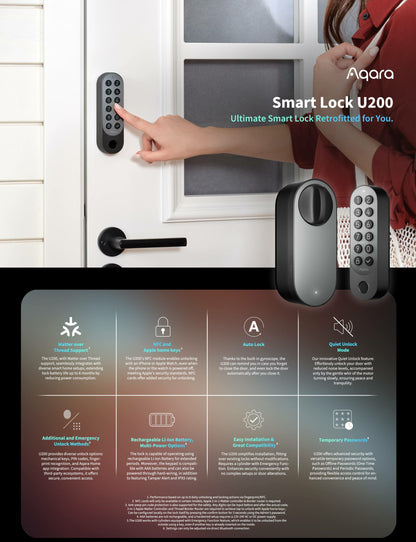 Aqara Smart Lock U200 - Black - Aqara Hub Required