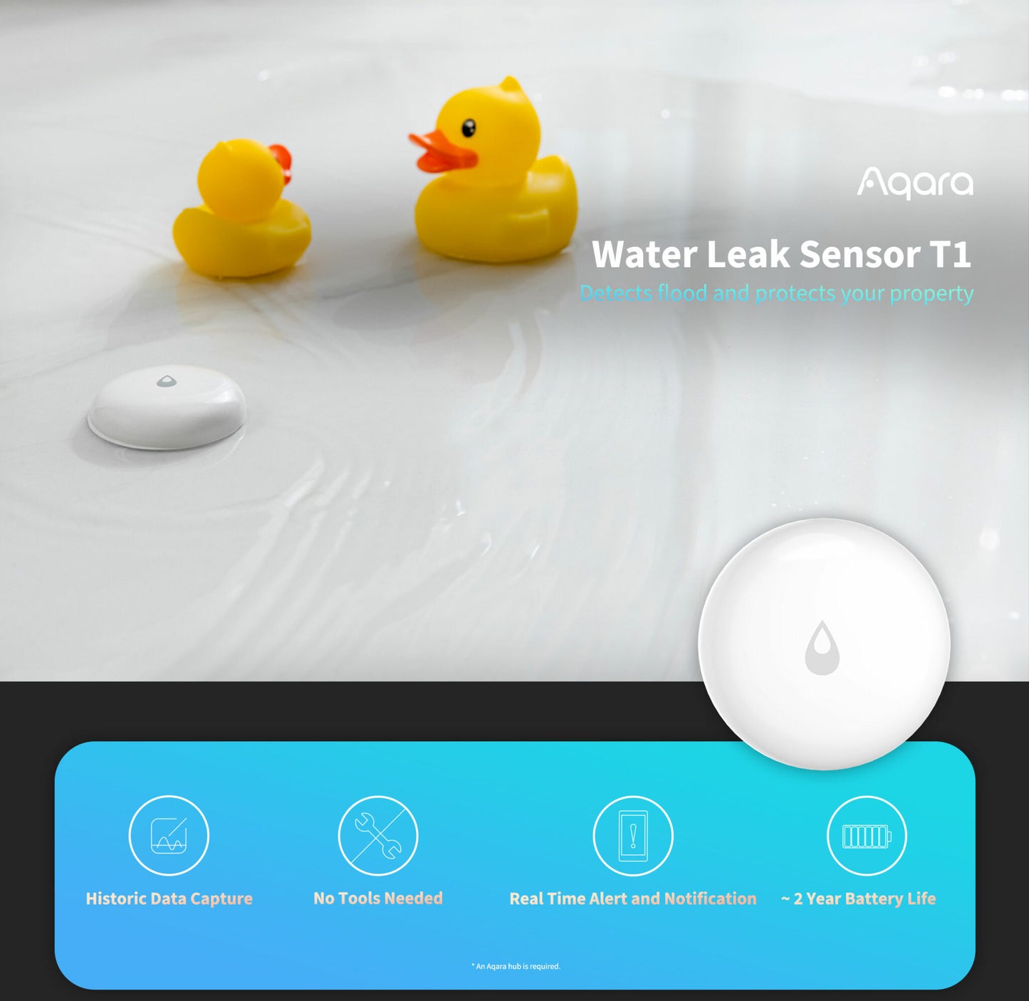 Aqara Water Leak Sensor T1 - Aqara Hub Required