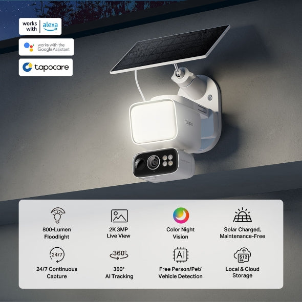 Tapo Solar-Powered Floodlight Pan/Tilt Security Camera Kit - Tapo C615F KIT