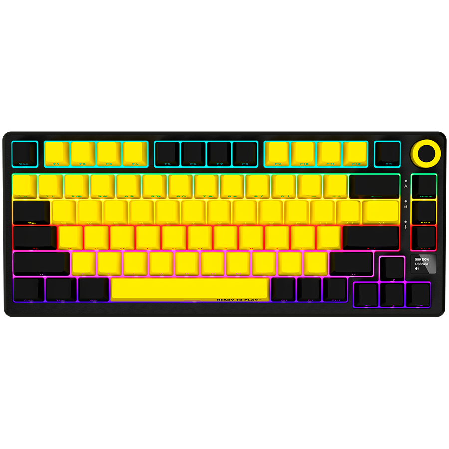 Lorgar Wireless Gaming Keyboard KBP7075W - Black/Yellow
