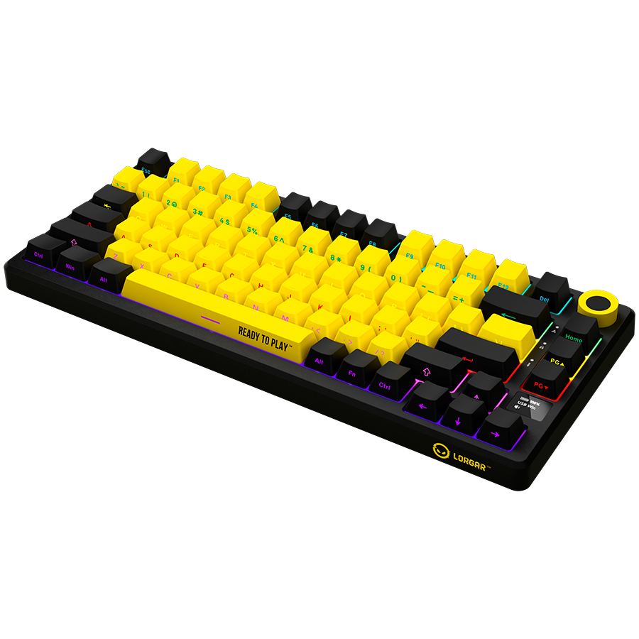 Lorgar Wireless Gaming Keyboard KBP7075W - Black/Yellow