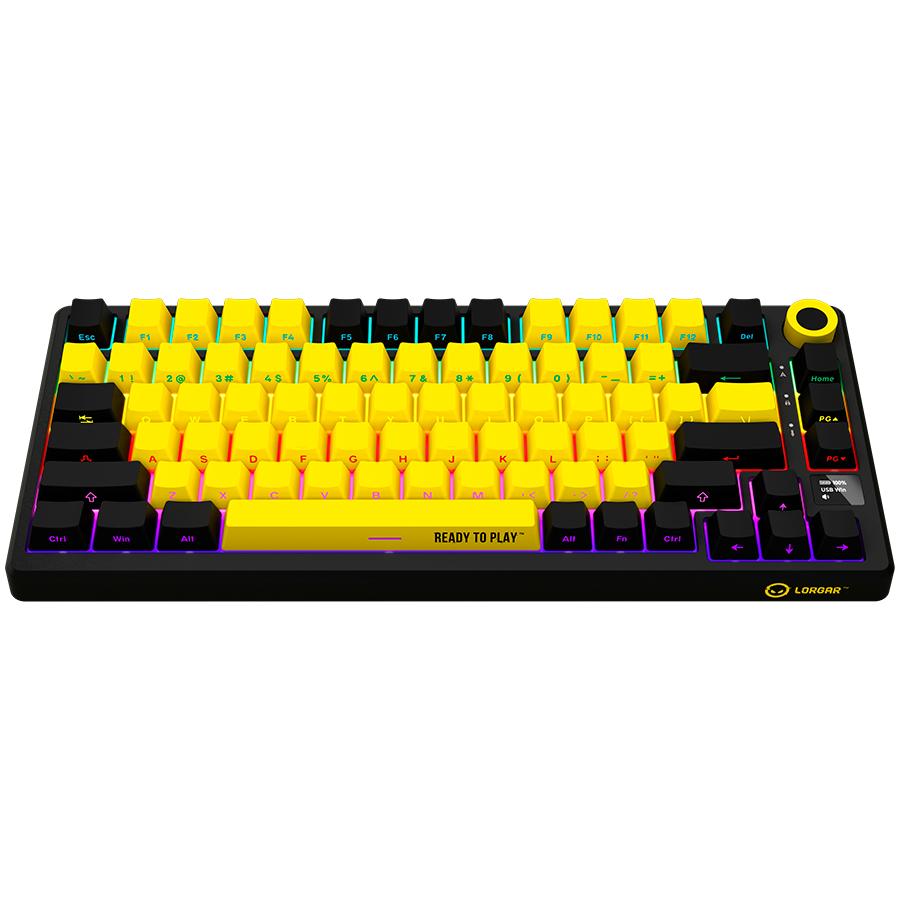 Lorgar Wireless Gaming Keyboard KBP7075W - Black/Yellow