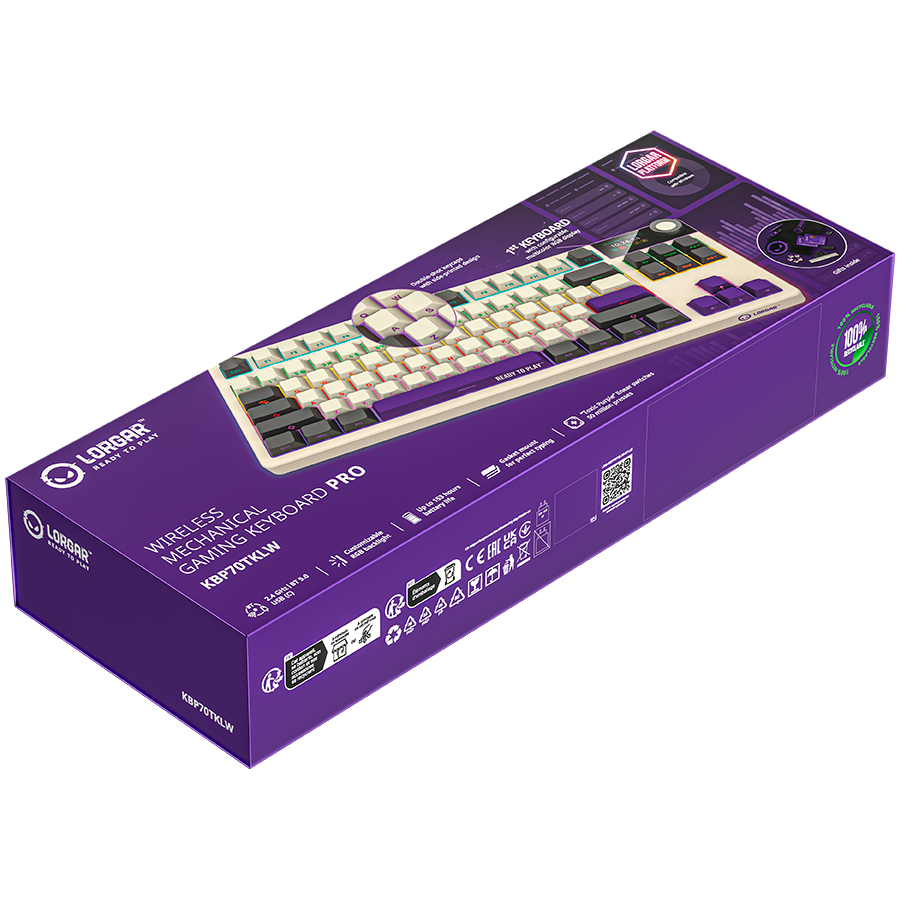 Lorgar Wireless Gaming Keyboard KBP70TKLW - Beige