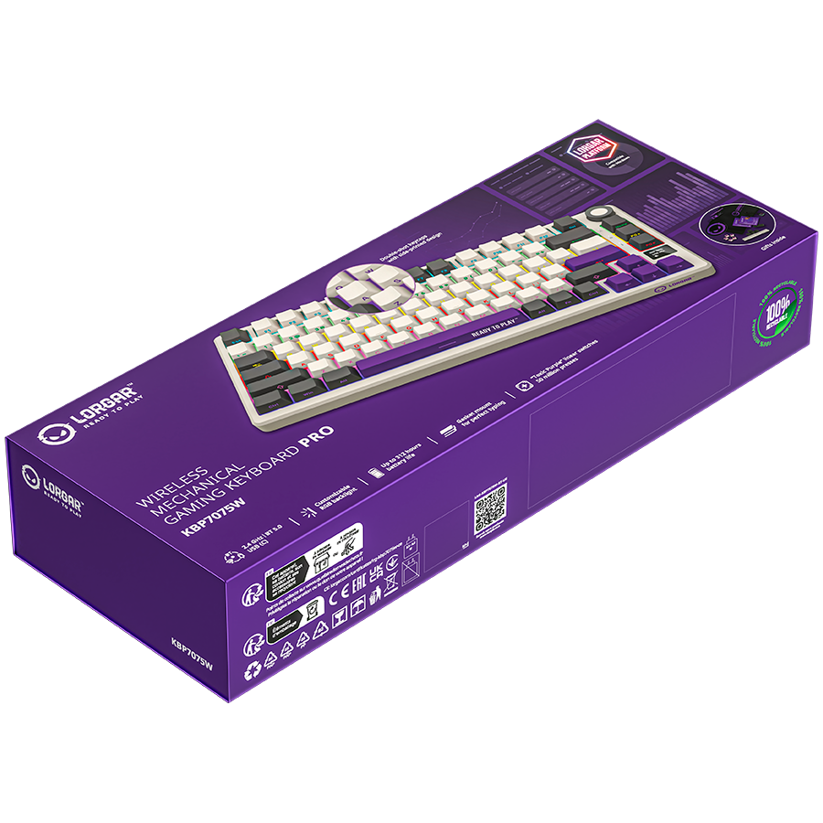 Lorgar Wireless Gaming Keyboard KBP7075W - Beige