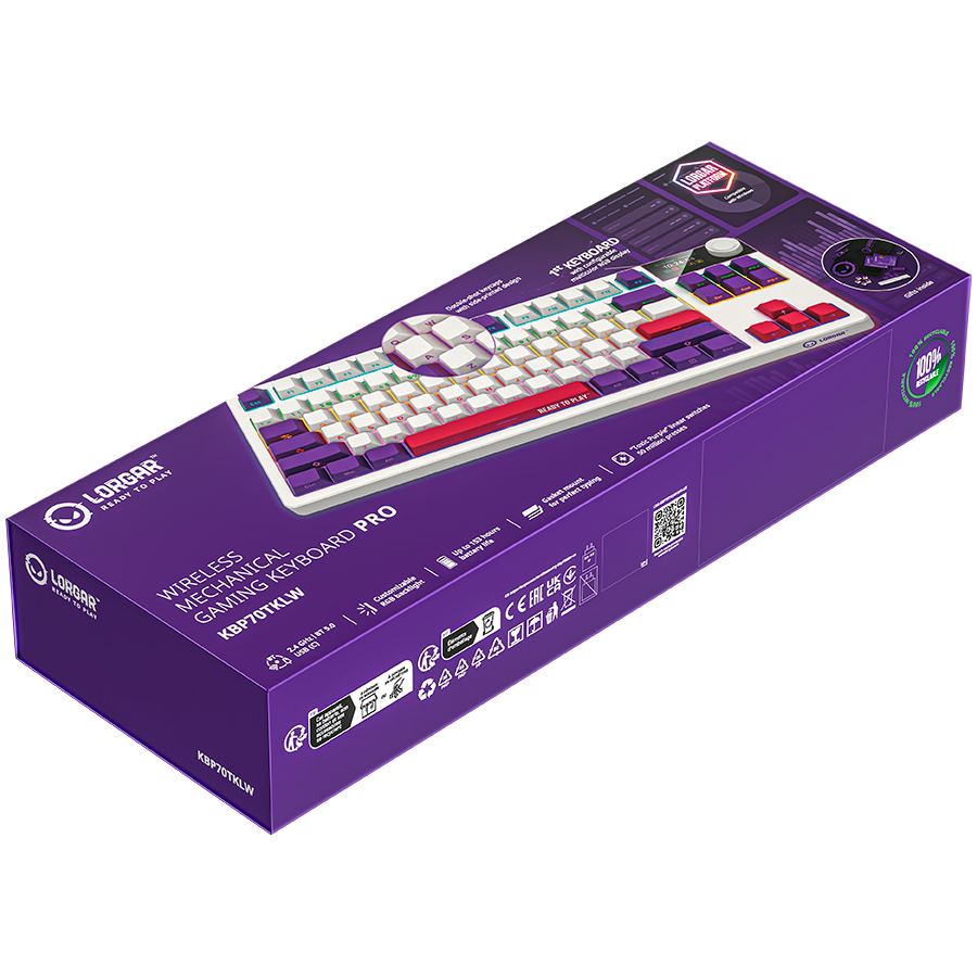 Lorgar Wireless Gaming Keyboard KBP70TKLW - White