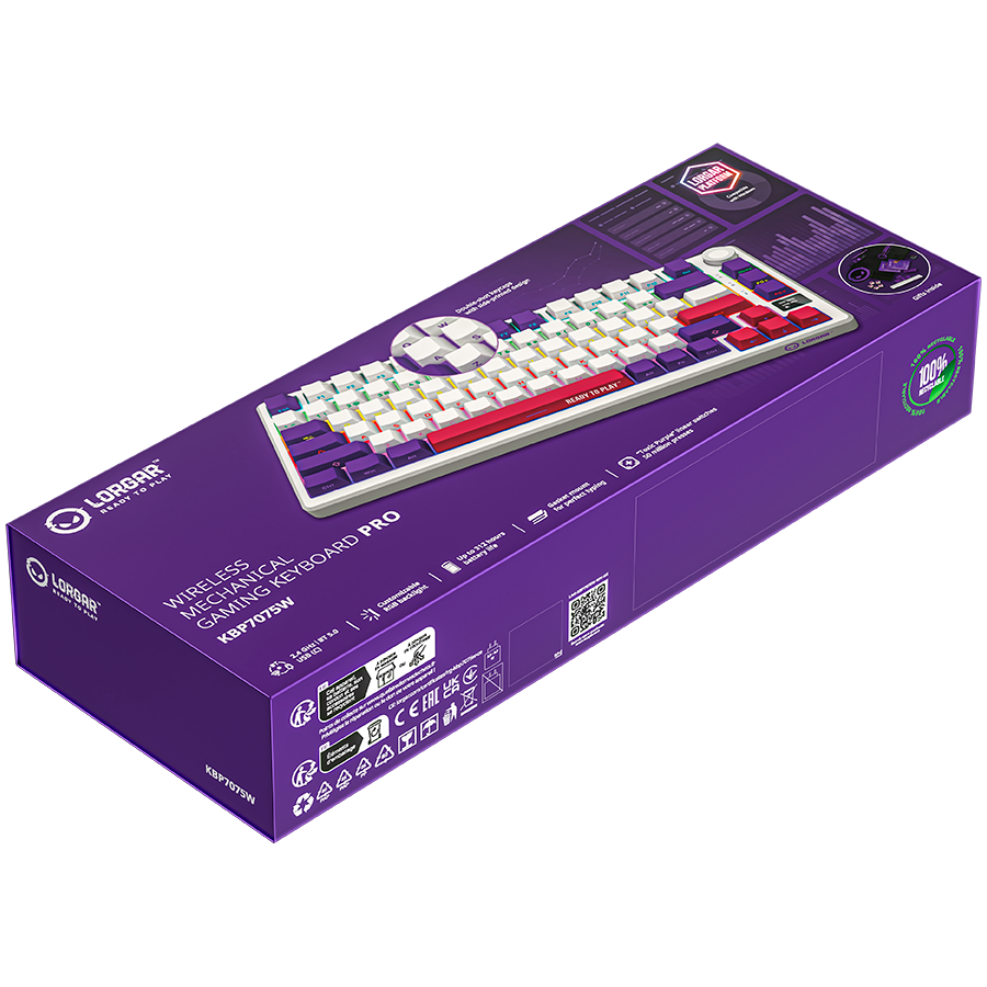 Lorgar Wireless Gaming Keyboard KBP7075W - White