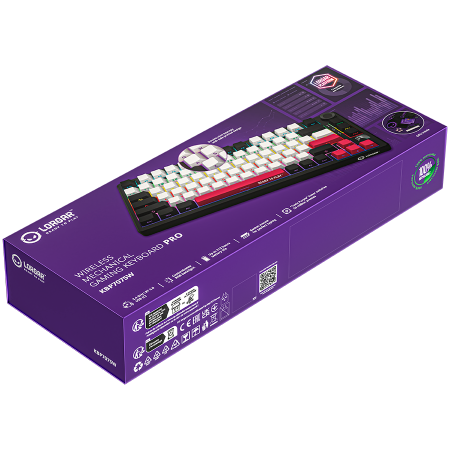 Lorgar Wireless Gaming Keyboard KBP7075W - Black/Red