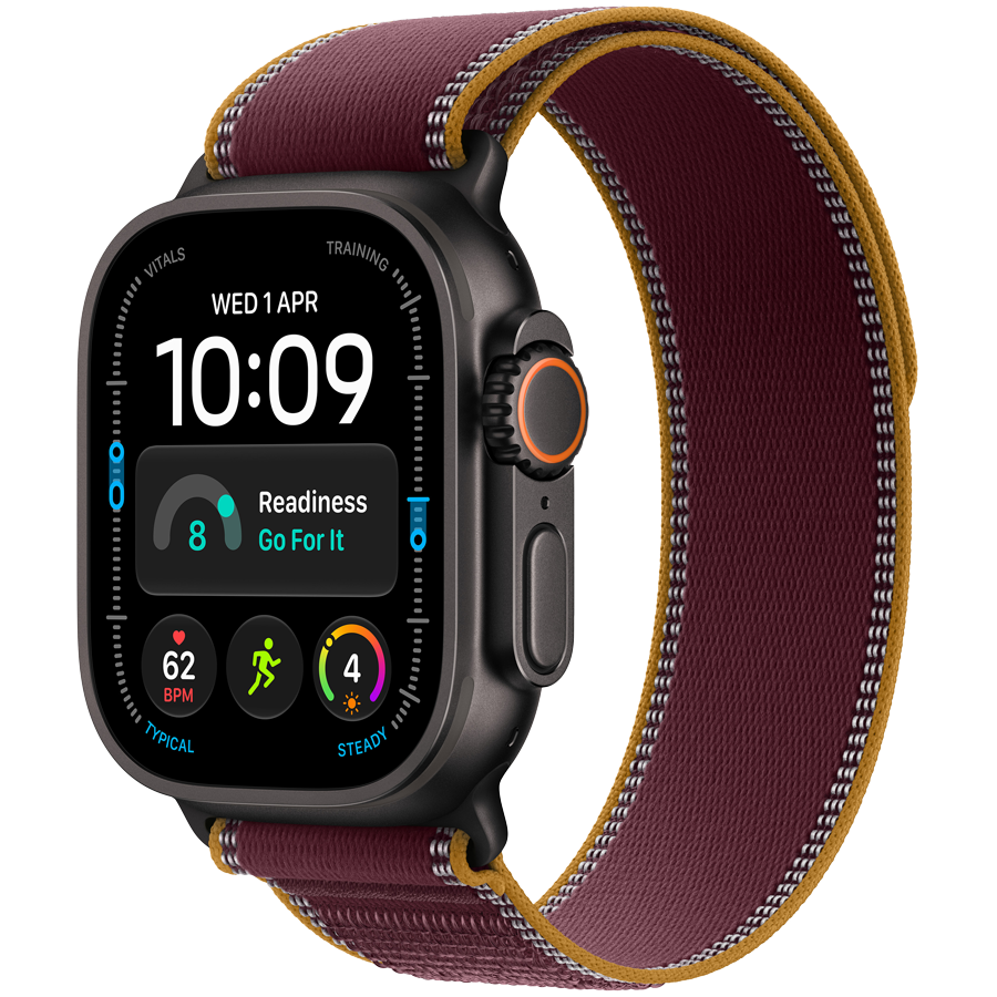 Apple Watch Ultra 4 GPS + Cellular 49mm - Black Titanium with Burgundy Trail Loop M/L