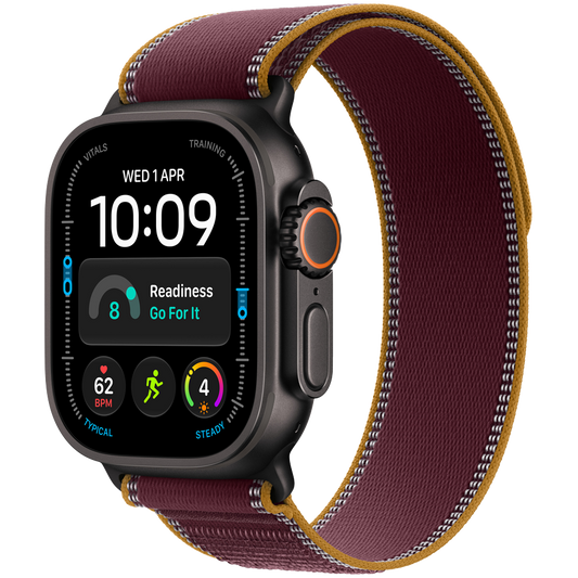 Apple Watch Ultra 4 GPS + Cellular 49mm - Black Titanium with Burgundy Trail Loop M/L