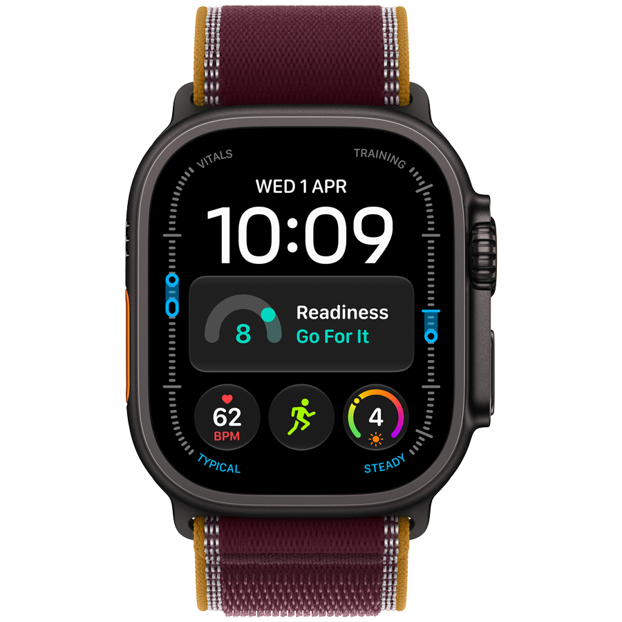 Apple Watch Ultra 4 GPS + Cellular 49mm - Black Titanium with Burgundy Trail Loop M/L