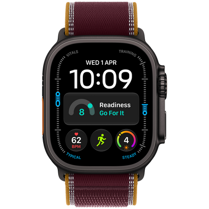 Apple Watch Ultra 4 GPS + Cellular 49mm - Black Titanium with Burgundy Trail Loop M/L