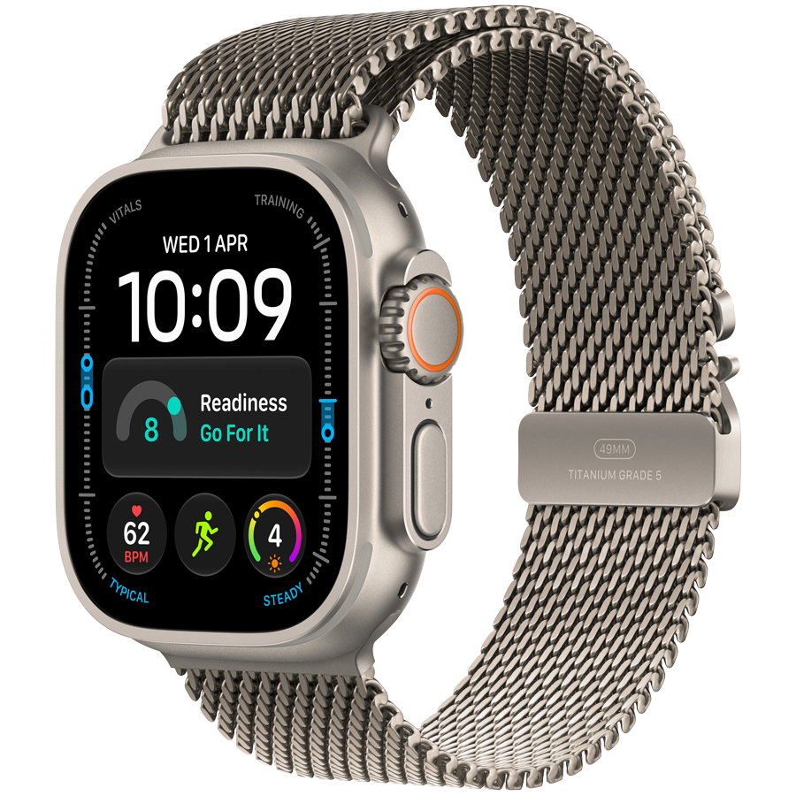 Apple Watch Ultra 4 GPS + Cellular 49mm – Natural Titanium with Natural Titanium Milanese Loop M