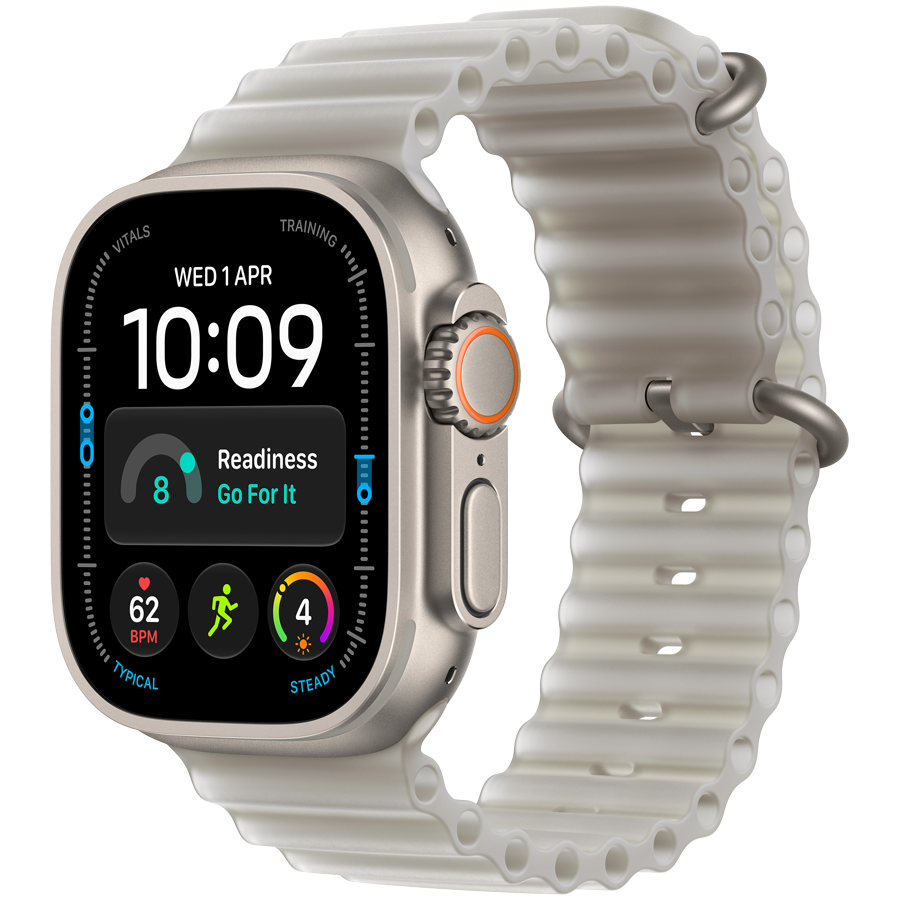 Apple Watch Ultra 4 GPS + Cellular 49mm - Natural Titanium with Translucent Gray Ocean Band