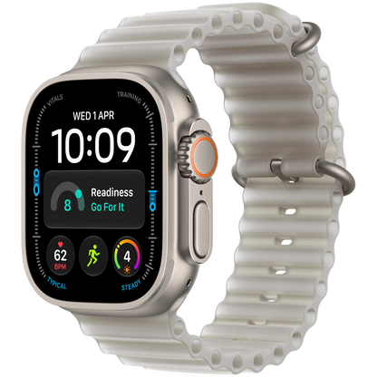Apple Watch Ultra 4 GPS + Cellular 49mm - Natural Titanium with Translucent Gray Ocean Band
