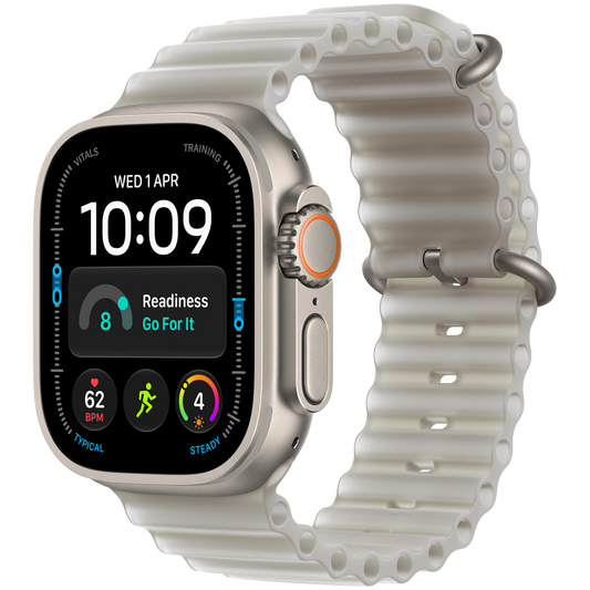 Apple Watch Ultra 4 GPS + Cellular 49mm - Natural Titanium with Translucent Gray Ocean Band