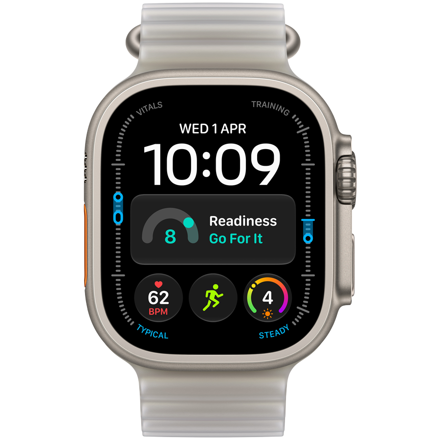 Apple Watch Ultra 4 GPS + Cellular 49mm - Natural Titanium with Translucent Gray Ocean Band