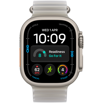 Apple Watch Ultra 4 GPS + Cellular 49mm - Natural Titanium with Translucent Gray Ocean Band