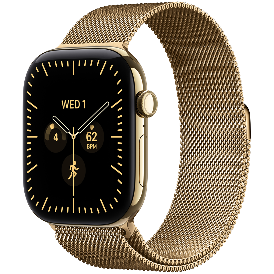 Apple Watch Series 12 GPS + Cellular 46mm – Radiant Gold Titanium with Radiant Gold Milanese Loop S/M