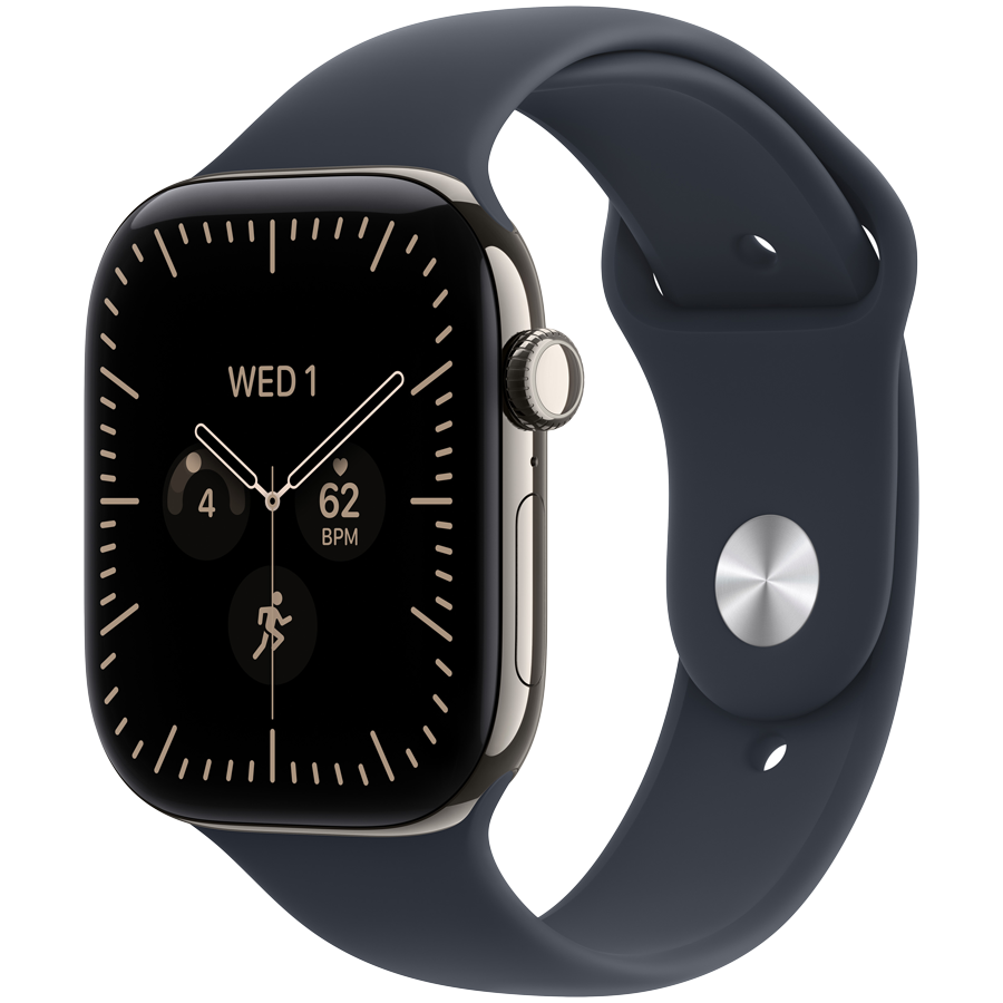 Apple Watch Series 12 GPS + Cellular 42mm - Natural Titanium with Navy Blue Sport Band M/L