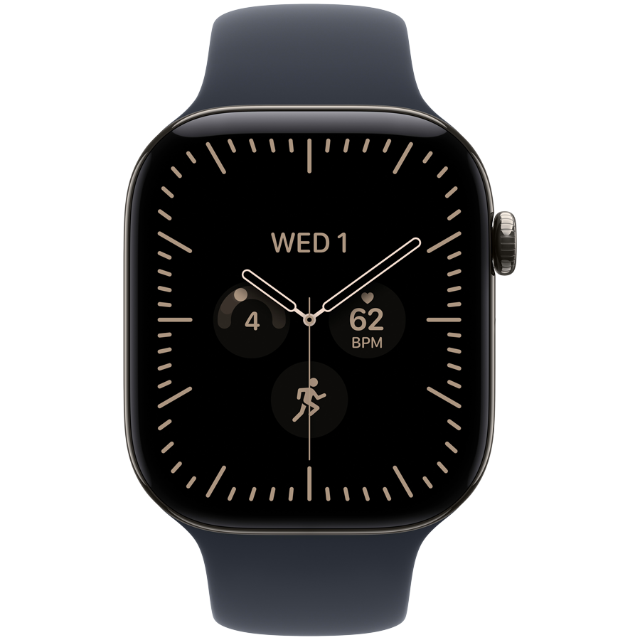 Apple Watch Series 12 GPS + Cellular 42mm - Natural Titanium with Navy Blue Sport Band S/M