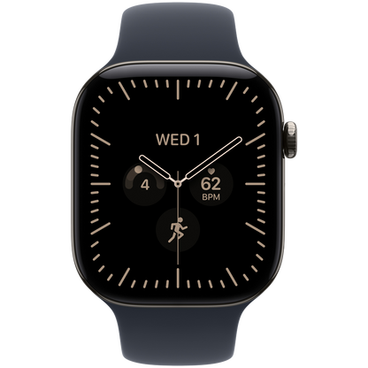 Apple Watch Series 12 GPS + Cellular 46mm – Natural Titanium with Navy Blue Sport Band S/M