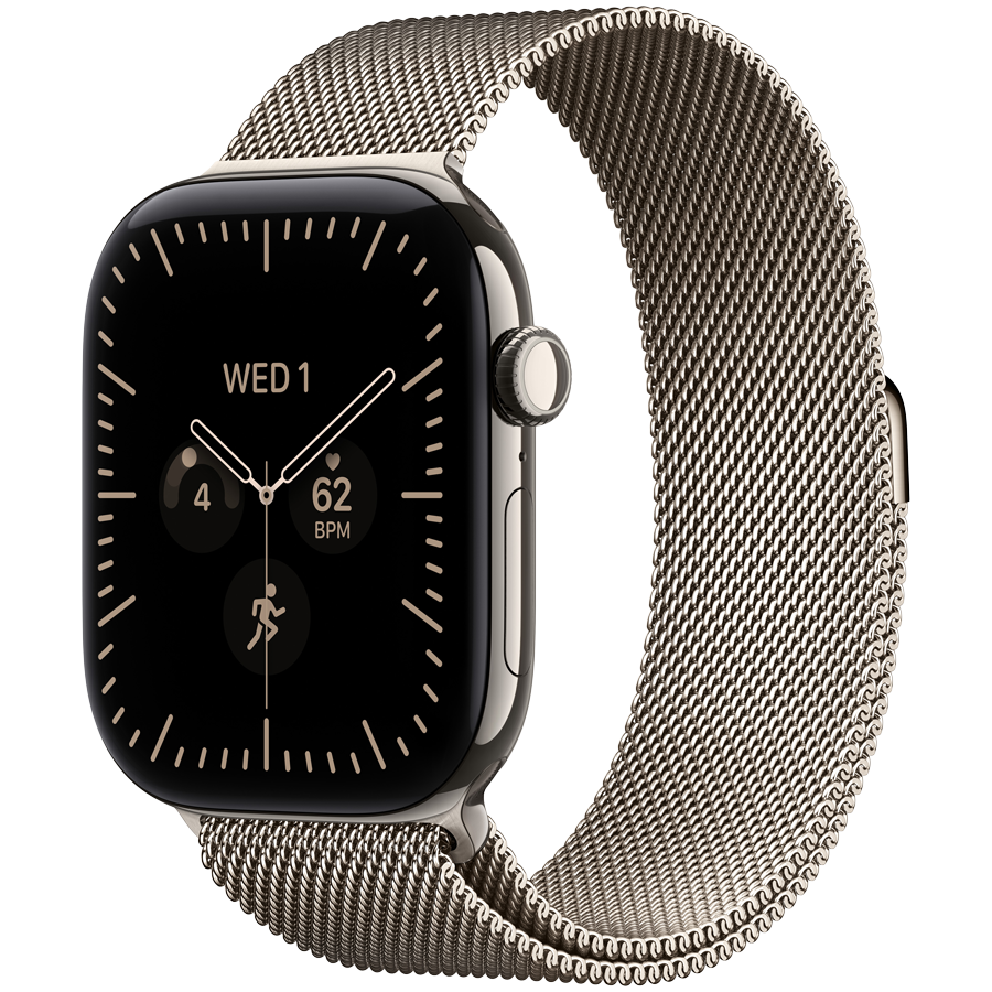 Apple Watch Series 12 GPS + Cellular 46mm – Natural Titanium with Natural Milanese Loop S/M