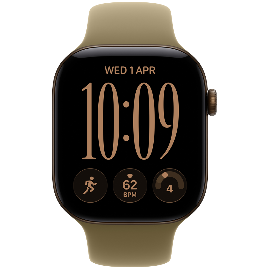 Apple Watch Series 12 GPS + Cellular 46mm – Dark Bronze Aluminium with Olive Sport Band S/M