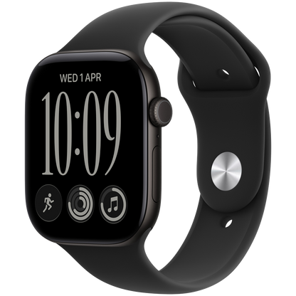 Apple Watch Series 12 GPS + Cellular 46mm - Black Aluminium with Black Sport Band M/L