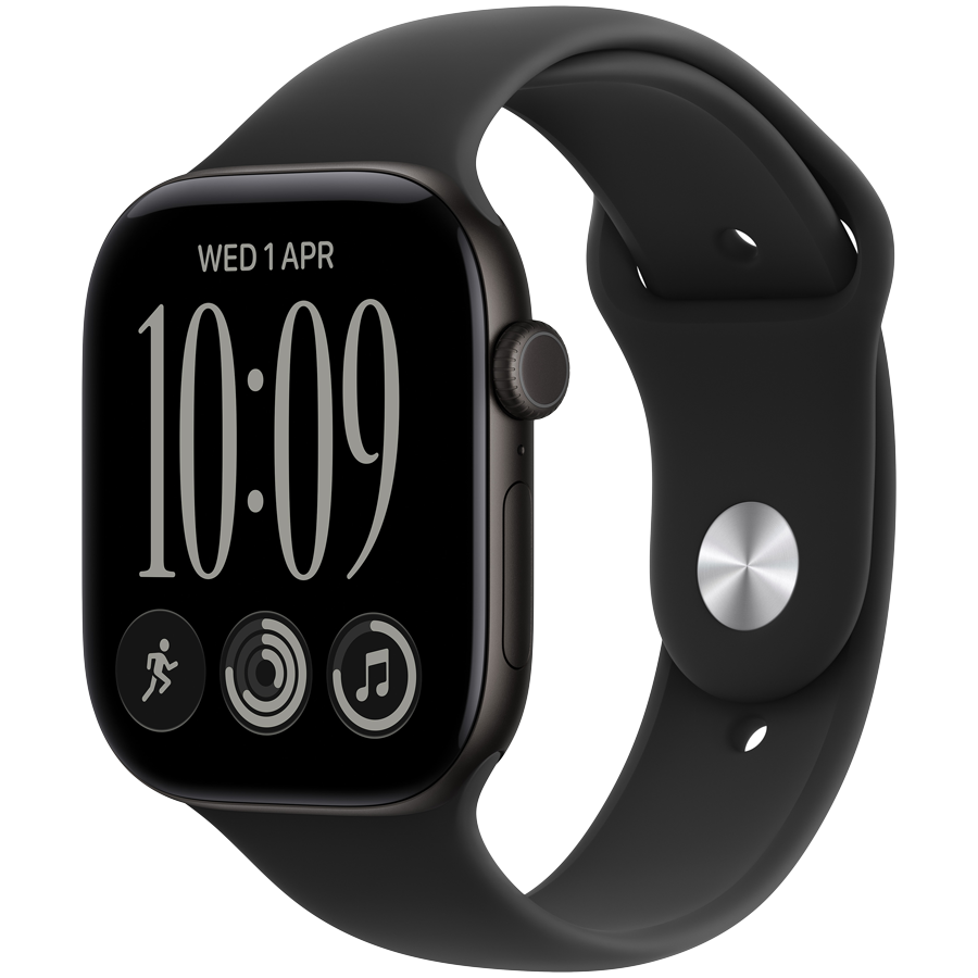 Apple Watch Series 12 GPS + Cellular 42mm - Black Aluminium with Black Sport Band M/L