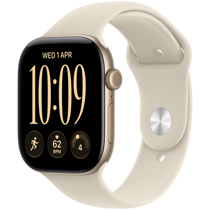 Apple Watch Series 12 GPS + Cellular 46mm – Light Gold Aluminium with Sand Sport Band S/M