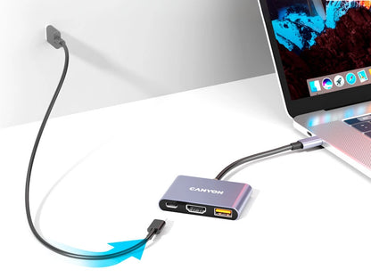 Canyon DS-4 3-in-1 USB-C Hub - Grey
