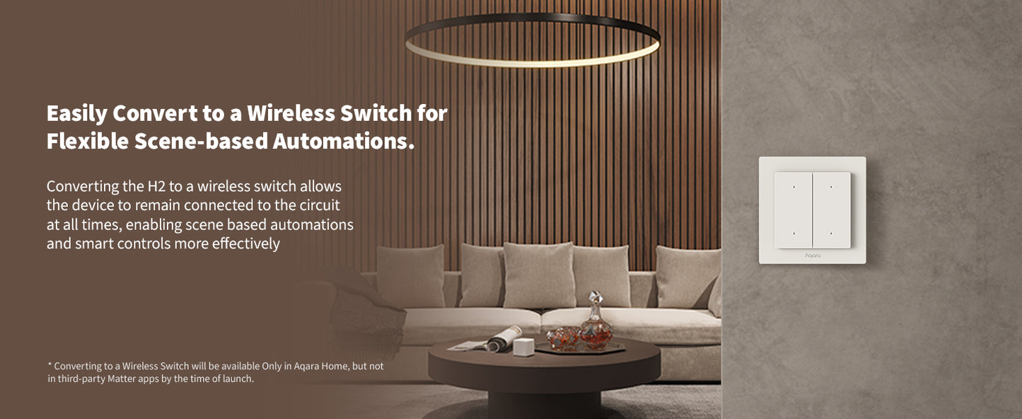Aqara Light Switch H2 EU - 2 Buttons, 1 Channel - Aqara Hub Required