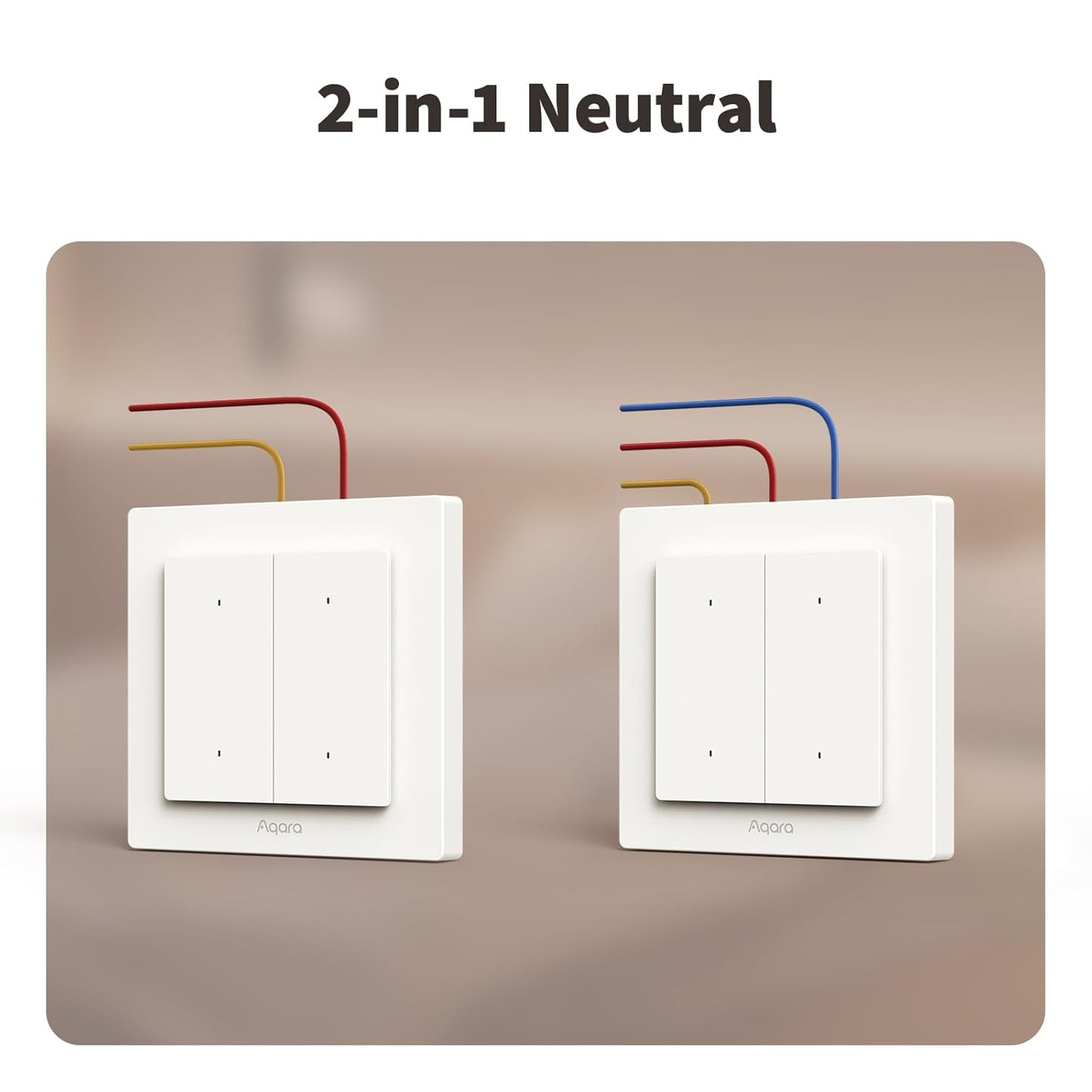Aqara Light Switch H2 EU - 2 Buttons, 1 Channel - Aqara Hub Required