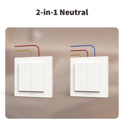 Aqara Light Switch H2 EU - 2 Buttons, 1 Channel - Aqara Hub Required