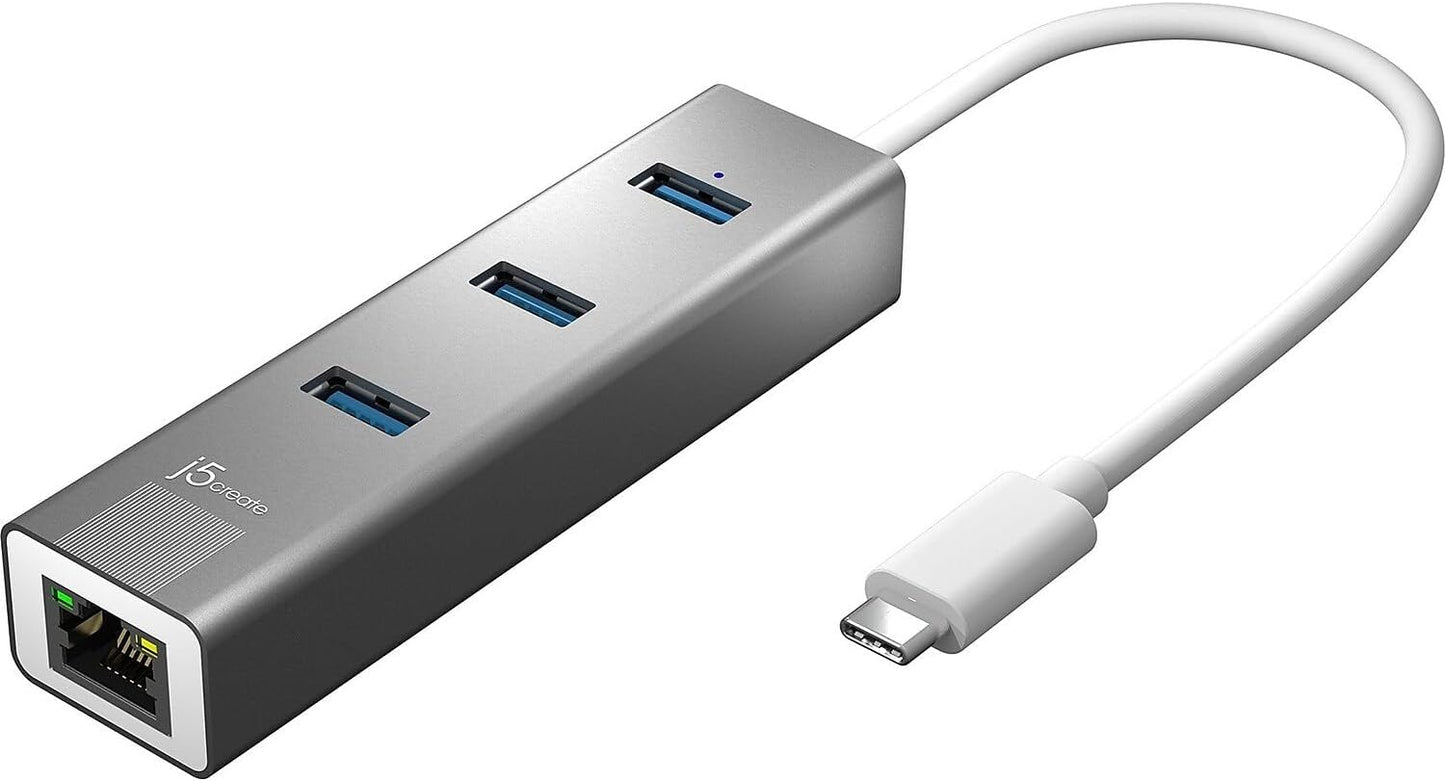 J5create USB-C 3-Port HUB +Gigabit Ethernet Multi Adapter - JCH474