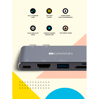 Canyon DS-5 5-in-1 Thunderbolt 3 Hub - Space Grey