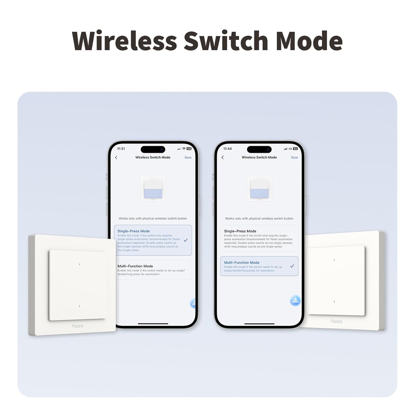 Aqara Light Switch H2 EU - 2 Buttons, 1 Channel - Aqara Hub Required