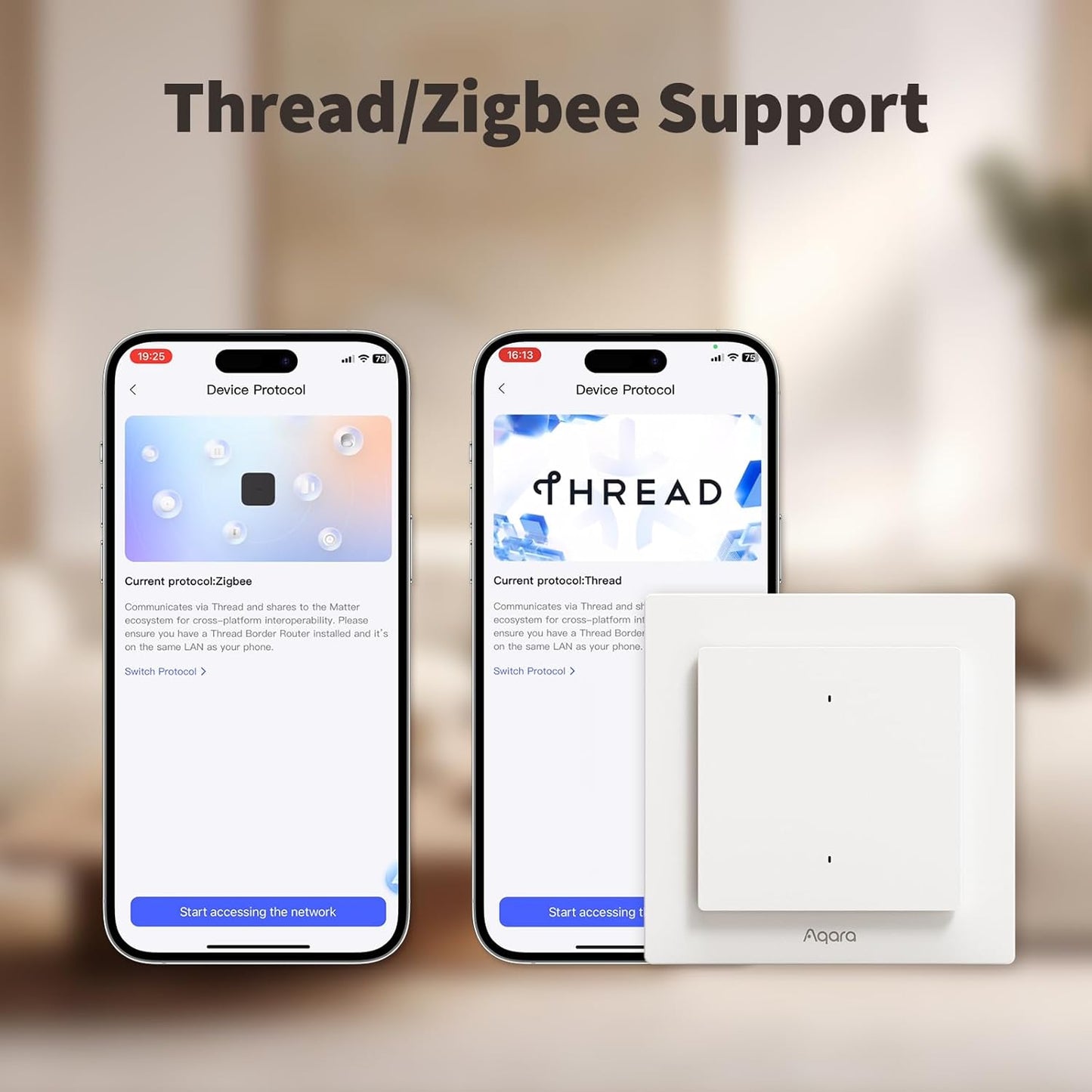 Aqara Light Switch H2 EU - 2 Buttons, 1 Channel - Aqara Hub Required
