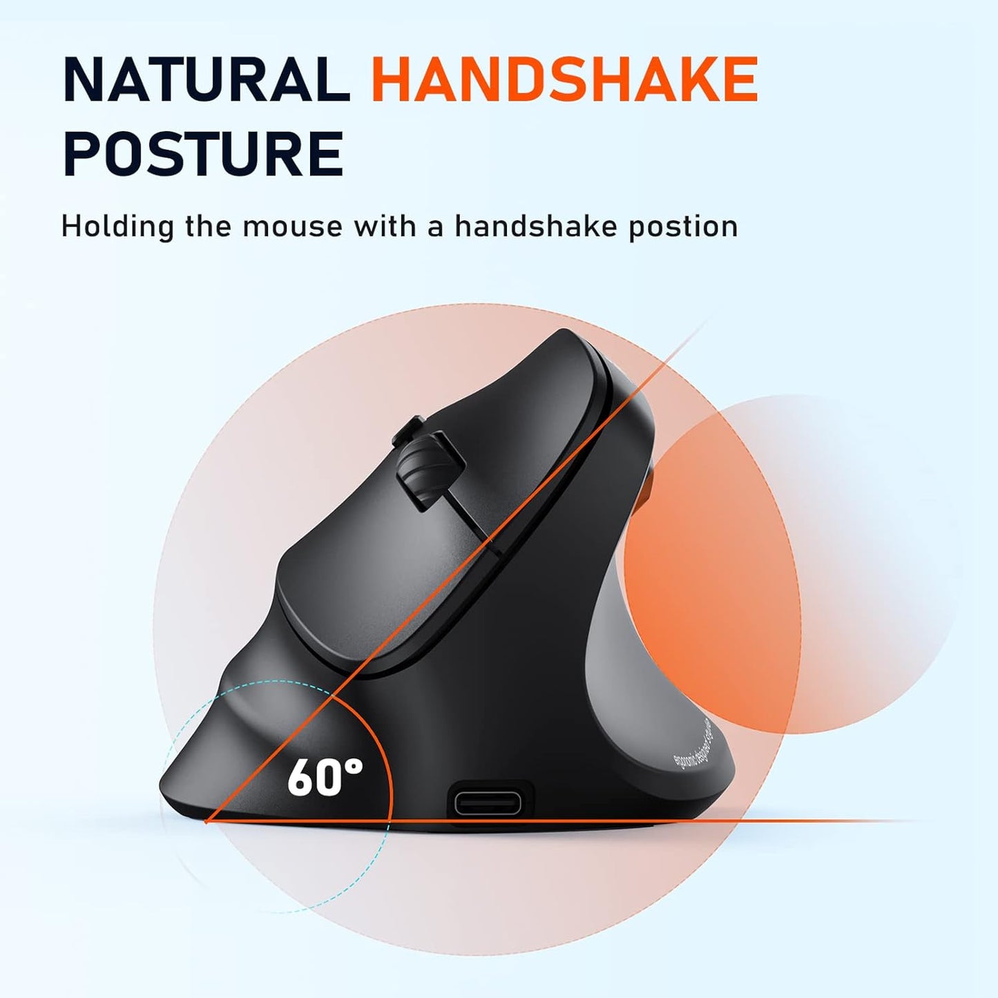 Meetion Wireless Ergonomic Vertical Mouse - Right-handed, RGB, Bluetooth