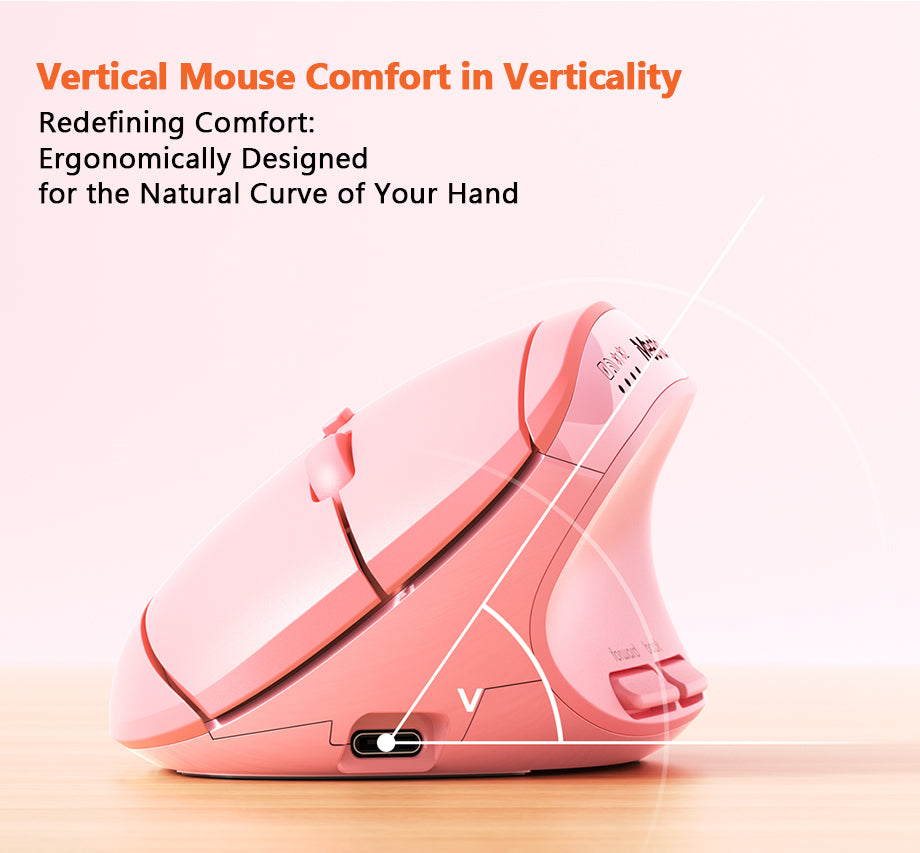 Meetion Pink Wireless Ergonomic Keyboard and Mouse Combo - Bluetooth, Split Keyboard