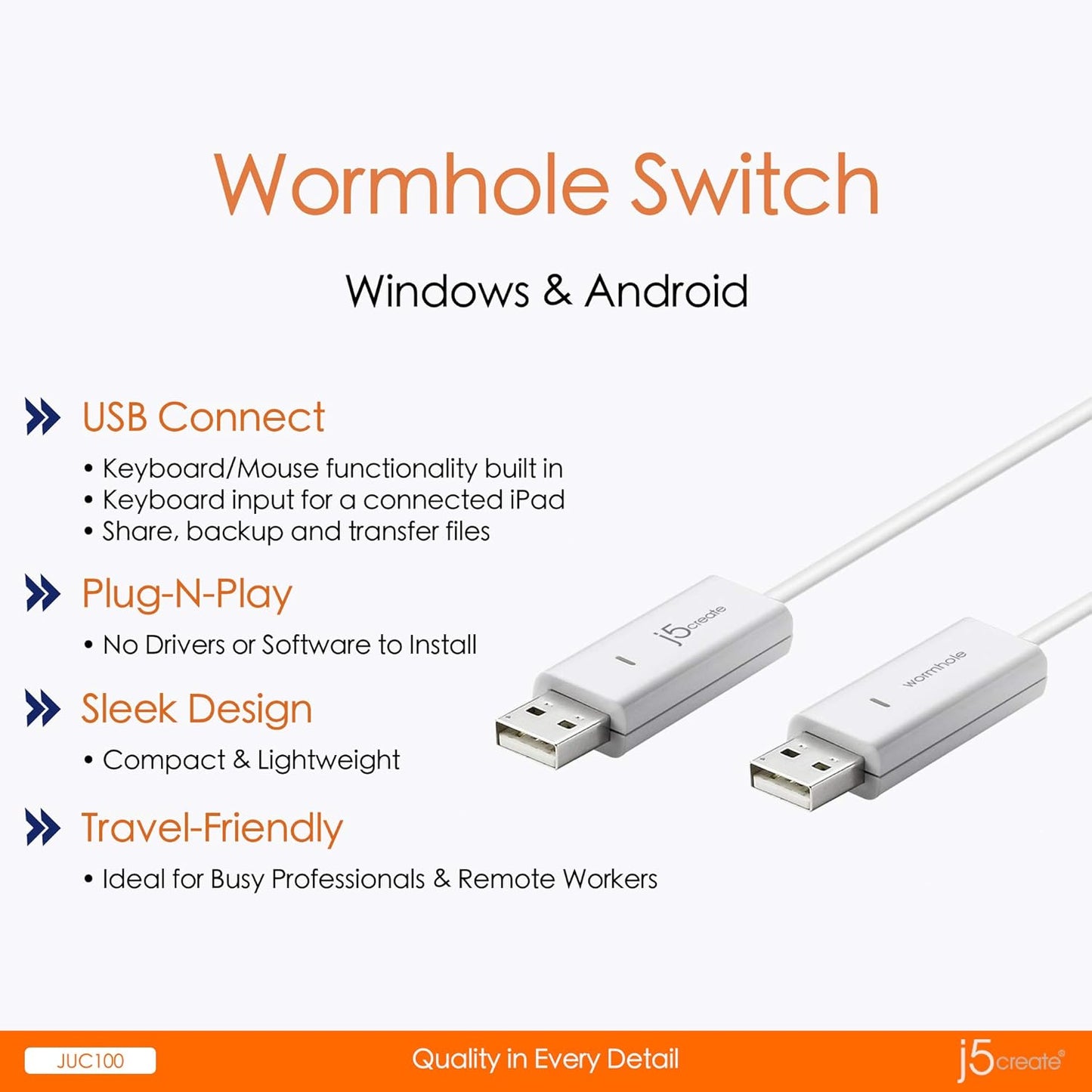 J5create USB 2.0 Wormhole KM Switch - JUC100
