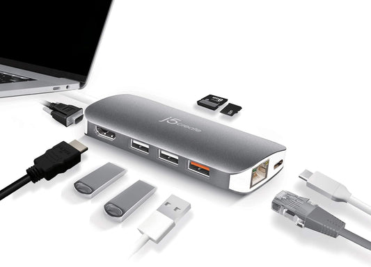 J5create USB C Hub Adapter Multi-Monitor 10-in-1 Port Docking Station - JCD384
