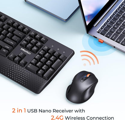 Meetion Wireless Keyboard and Mouse Combo - Silent Mouse, Ergonomic Design