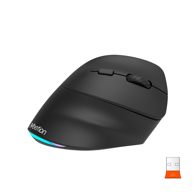 Meetion Wireless Ergonomic Vertical Mouse - Right-handed, RGB, Bluetooth