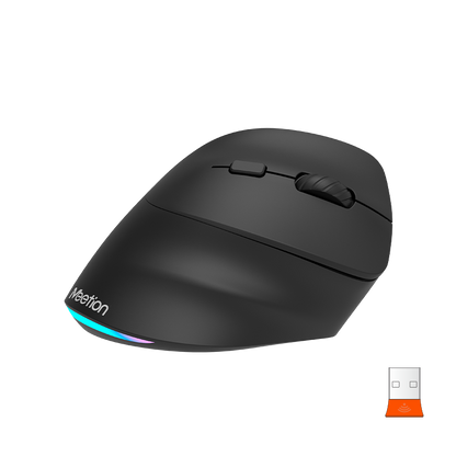 Meetion Wireless Ergonomic Vertical Mouse - Right-handed, RGB, Bluetooth