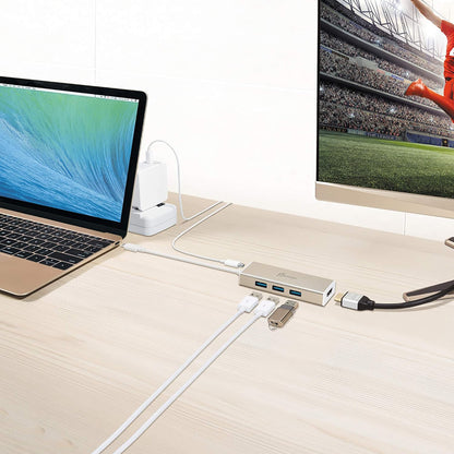 J5create USB 3.1 Type C to 3 USB 3.0 Hub with 4K HDMI Port - JCH451