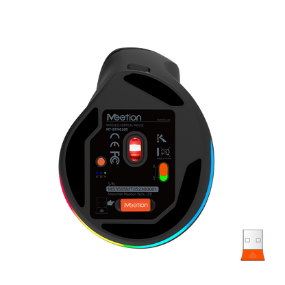 Meetion Wireless Ergonomic Vertical Mouse - Right-handed, RGB, Bluetooth