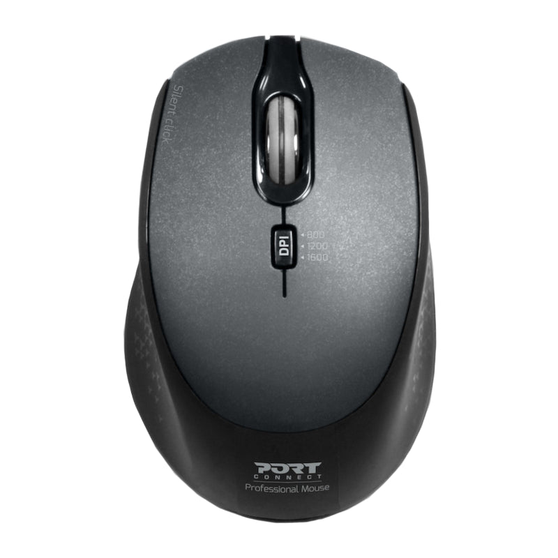Port Connect Silent 1600DPI 3 Button Wireless Mouse – Black